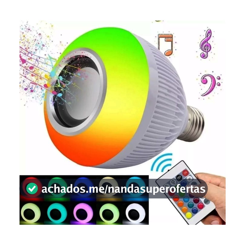 Lampada Musical Caixa Som Bluetooth Led Rgb Com Controle