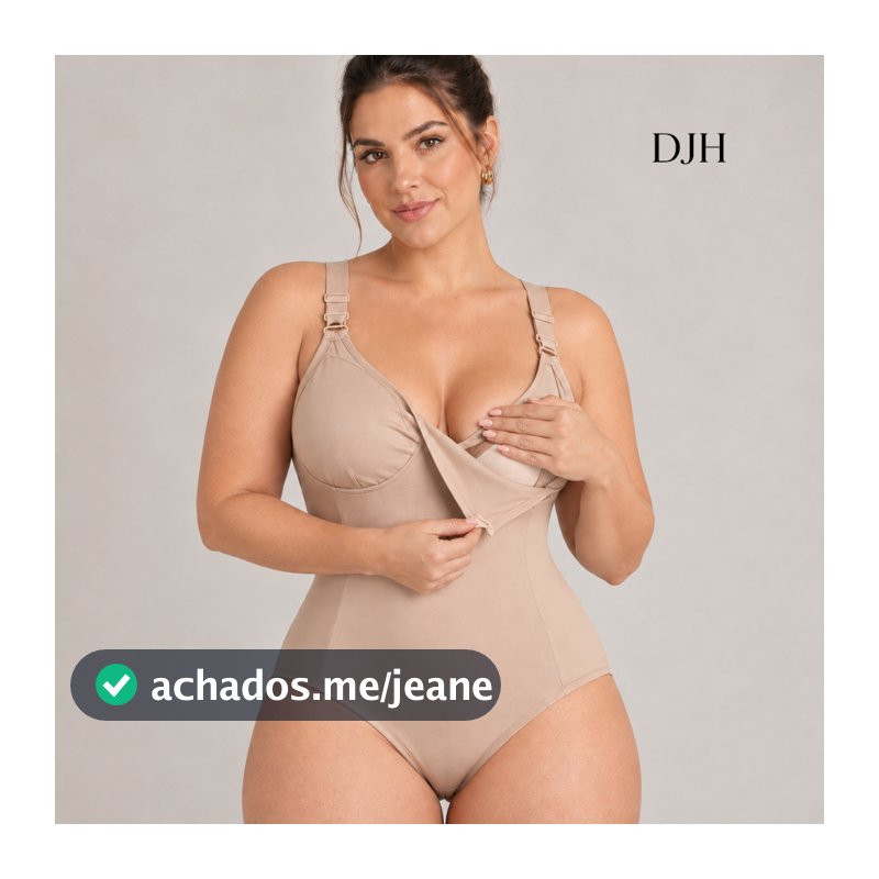 Body Modelador Feminino Amamentação Pós Parto Cinta Modeladora Alças Reguláveis Abertura Inferior