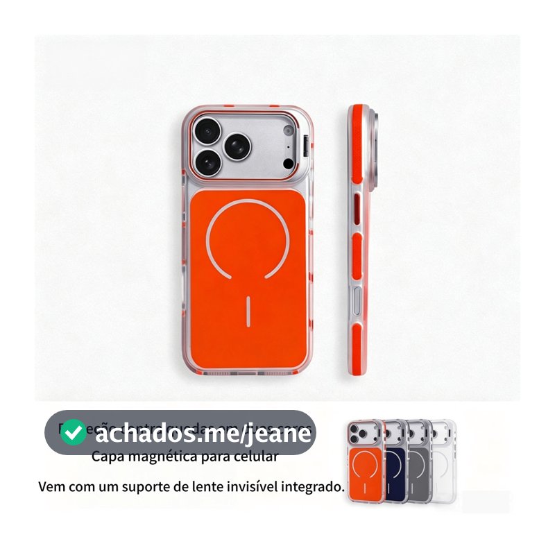 Capa magnética bicolor para iPhone 18 17 Pro Max com suporte embutido.