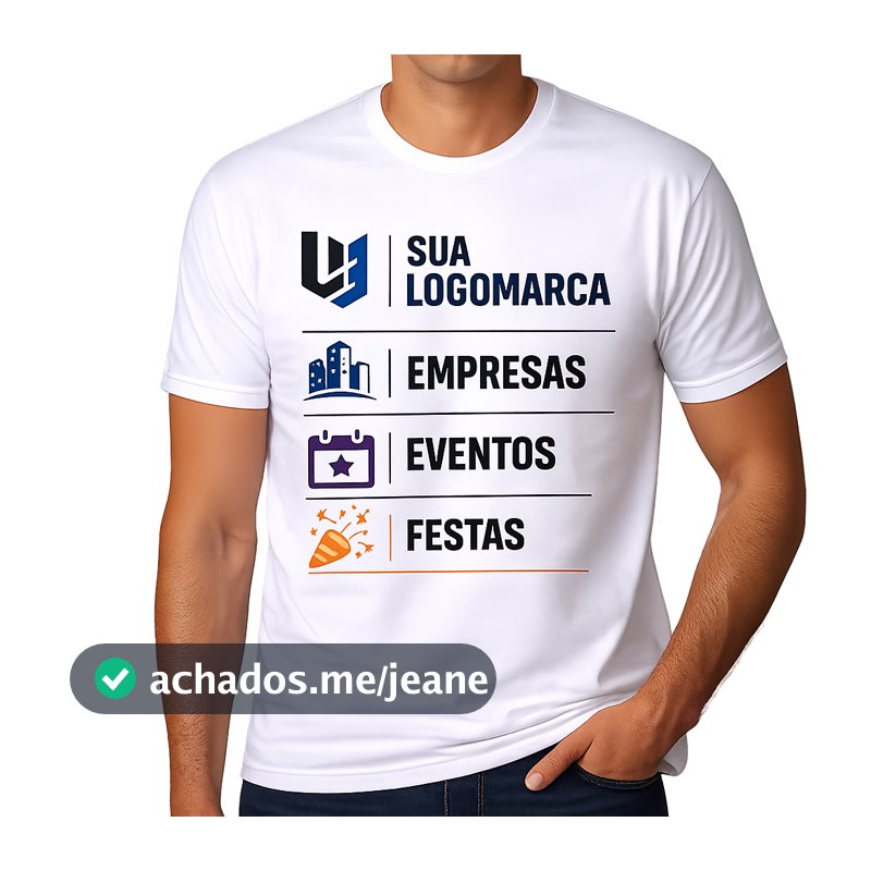 Camiseta Branca Personalizada Com Foto Frase ou Logo