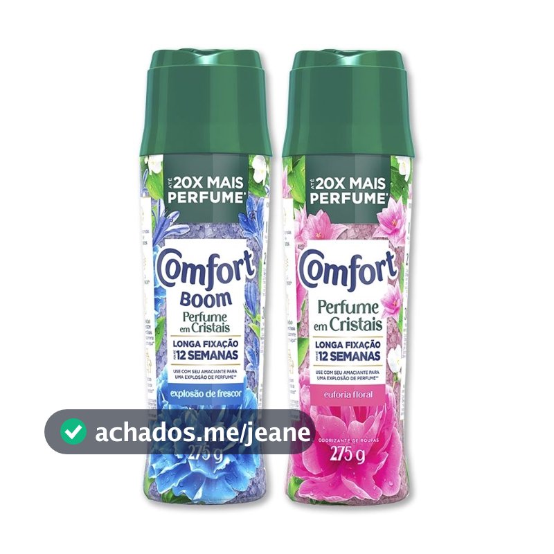 Comfort Boom Explosão de Frescor e Floral amaciante em cristais até 20x mais perfume em suas roupas Azul e Rosa