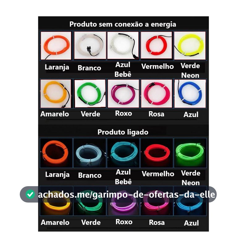 Fita de Led Neon Painel Interior Carro Decoração Automotiva Tunning 12V 3 / 5 metros Top Luxo LULU