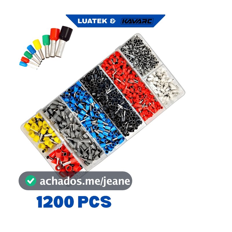 Kit Maleta 1200 Terminais Elétricos Ilhós Tubular 0,5mm a 10mm Conector Fio Cobre Isolado Acessórios