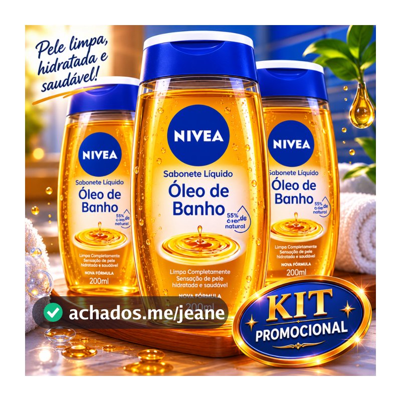 NIVEA Sabonete Líquido Óleo de Banho - 200 ml 55% Óleos naturais hidratante 03 unidades