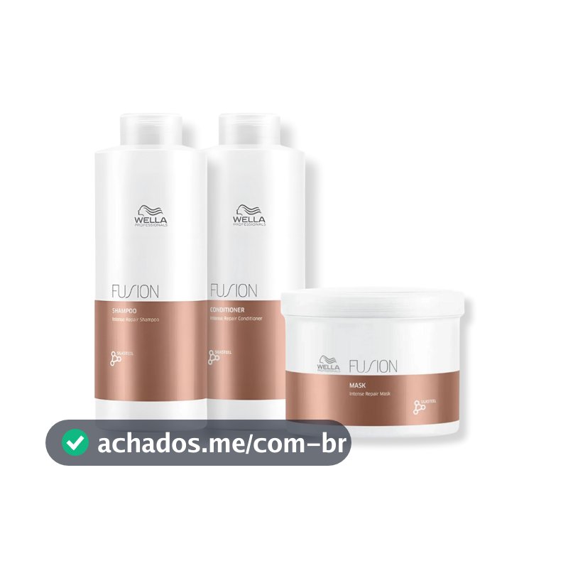 Kit Wella - Shampoo 1L , Condicionador 1L e Máscara 500g Fusion