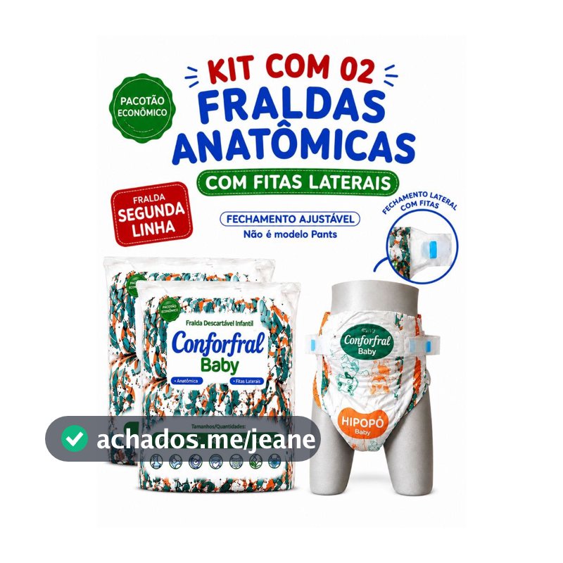KIT COM 02 PACOTES DE FRALDA INFANTIL CONFORTFRAL BABY ANATÔMICA ECONÔMICA 2° LINHA