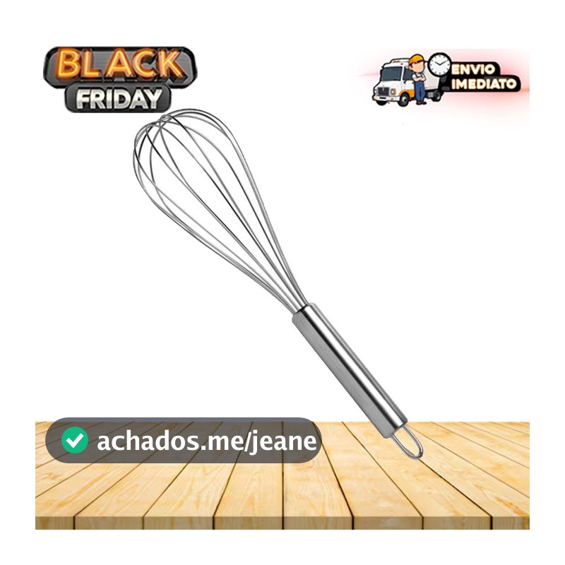 Batedor Fouet Profissional de Ovos e Massas - Cabo Reforçado ou Normal - 25cm ou 29cm - Aço Inox
