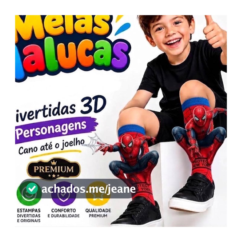 Meias Malucas /Divertidas 3D /Personagens/cano até o joelho /premium.     Veste do 27 ao 38 .