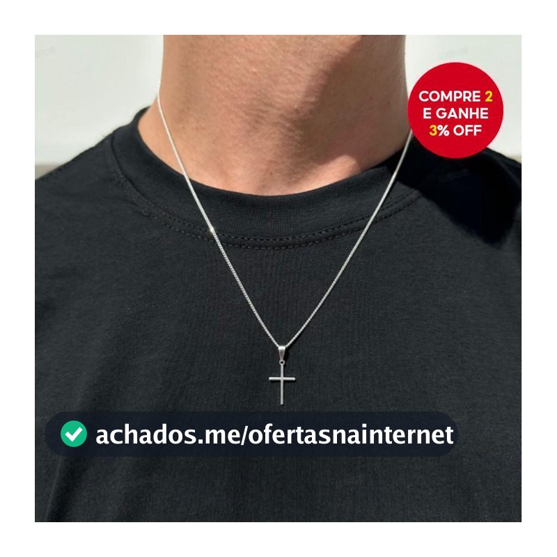 Colar Minimalista Com Pingente De Cruz , Joia Elegante Masculina , Presente Em Qualquer Ocasião