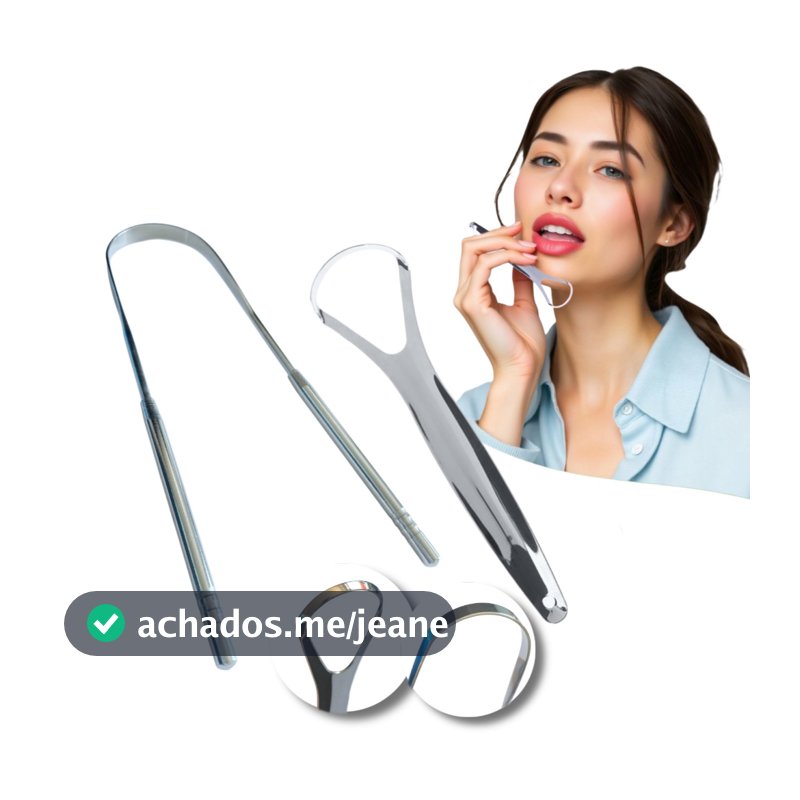 Limpador De Língua Raspador Aço Inox Higiene Bucal