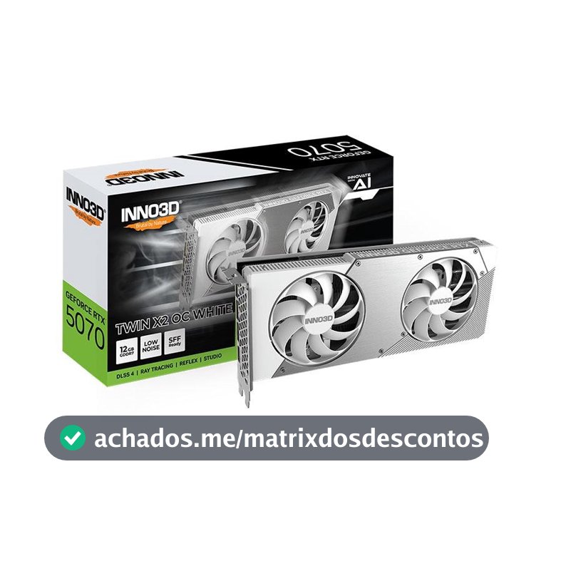 Placa de Video INNO3D GeForce RTX 5070 Twin X2 OC White, 12GB, GDDR7, 192-bit, N50702-12D7X-195064W