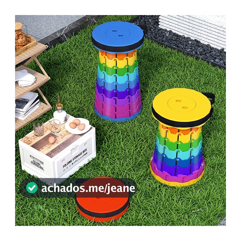 Banqueta Banco Retrátil Portátil com Alça Telescópica Banquinho Dobrável Ajustável Pesca Camping Caminhada