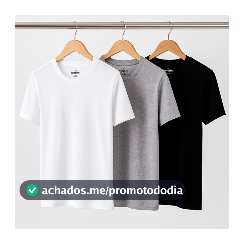 Kit 3 Camisetas Básicas Lisa Dia a Dia Algodão Sandrini Confortavel...