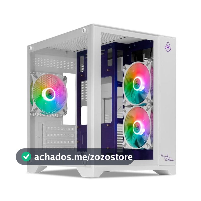 Gabinete Gamer Mancer CV100 Purple Edition, Mid-Tower, Com 3 Fans, Branco, MCR-CV100-PEW