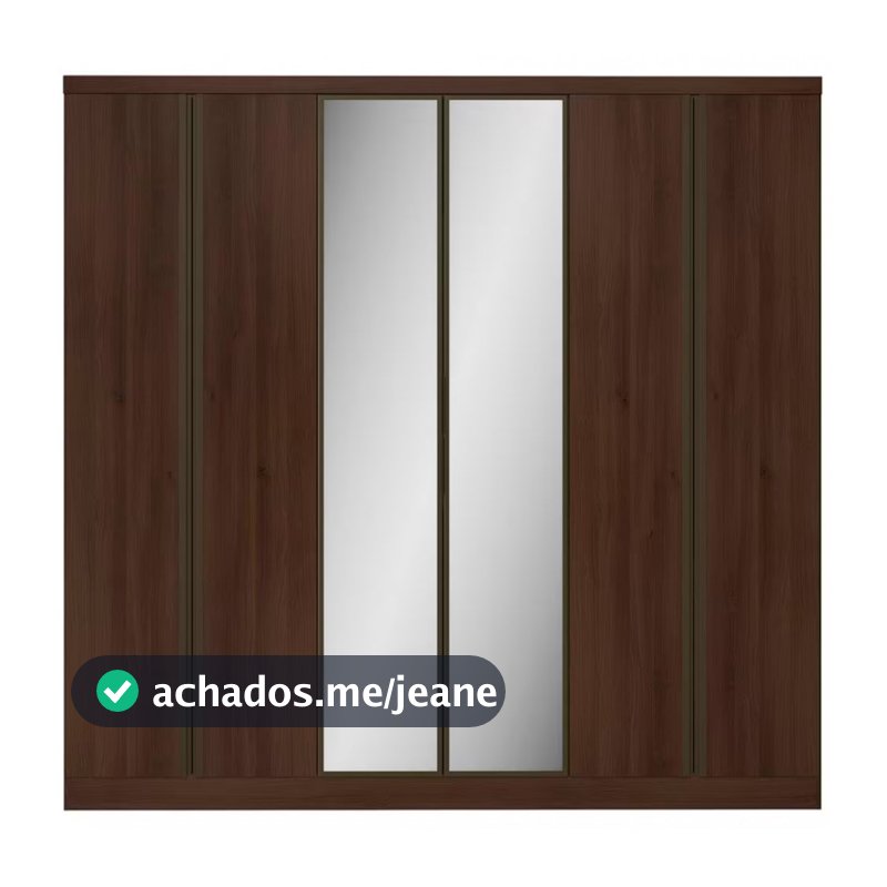 Guarda-Roupa Casal Bartira Monte Rei 6 Portas de Bater com Espelho 6 Gavetas Internas MDP