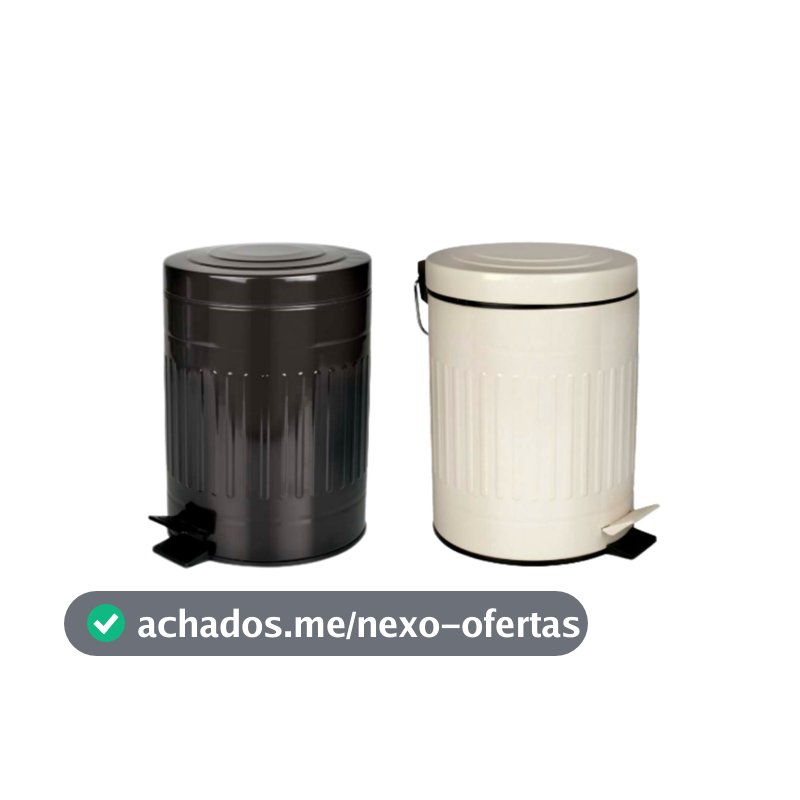 Lixeira Retro 5 Litros Vintage Aço Preto ou Bege MOR