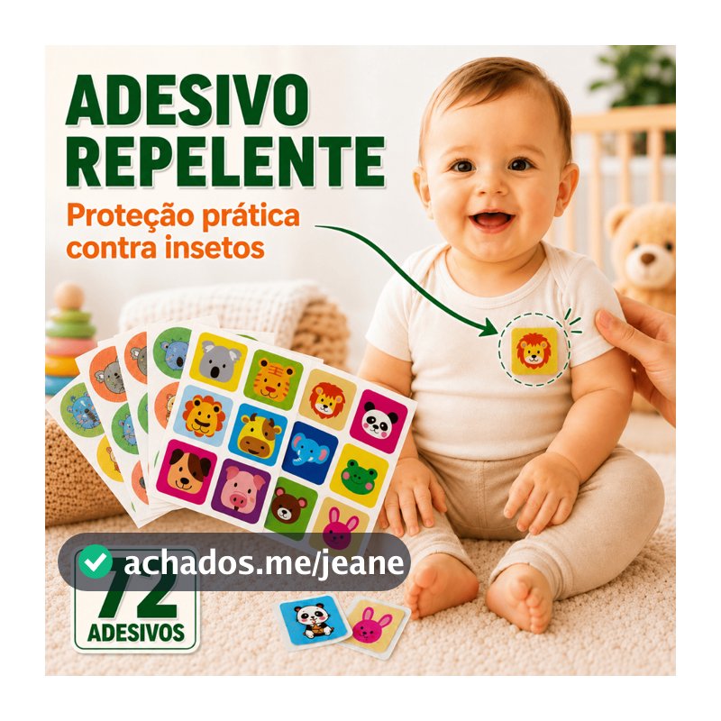 Kit 72 Repelente Adesivo de Citronela Proteção Natural Contra Mosquitos Infantil