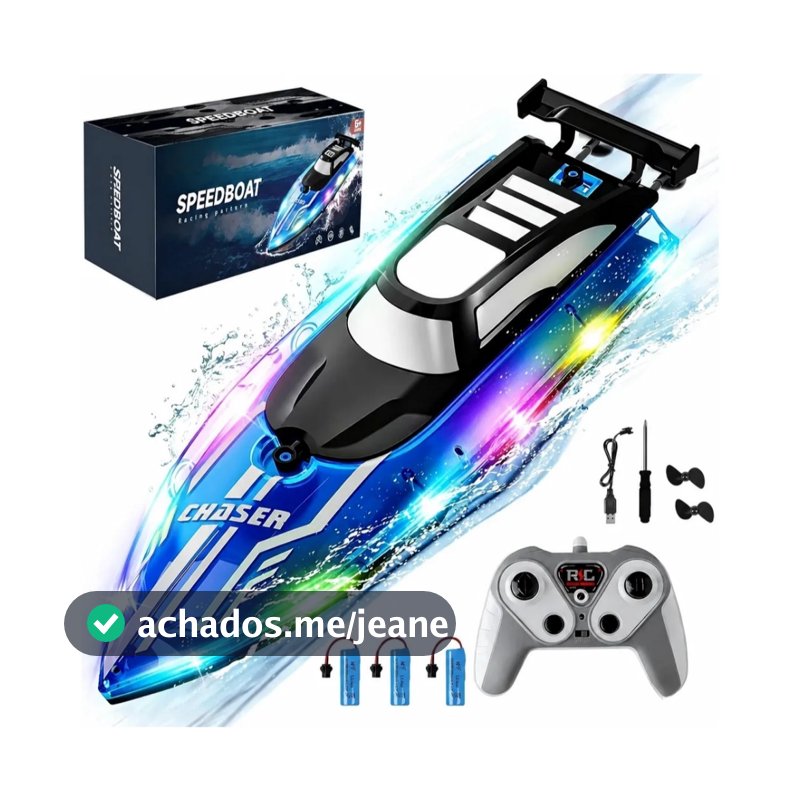 Controle Remoto Barco Com Luzes Led De 2,4 Ghz High Speed Speedboat with Auto Leveling Function Waterproof Gift for Kids