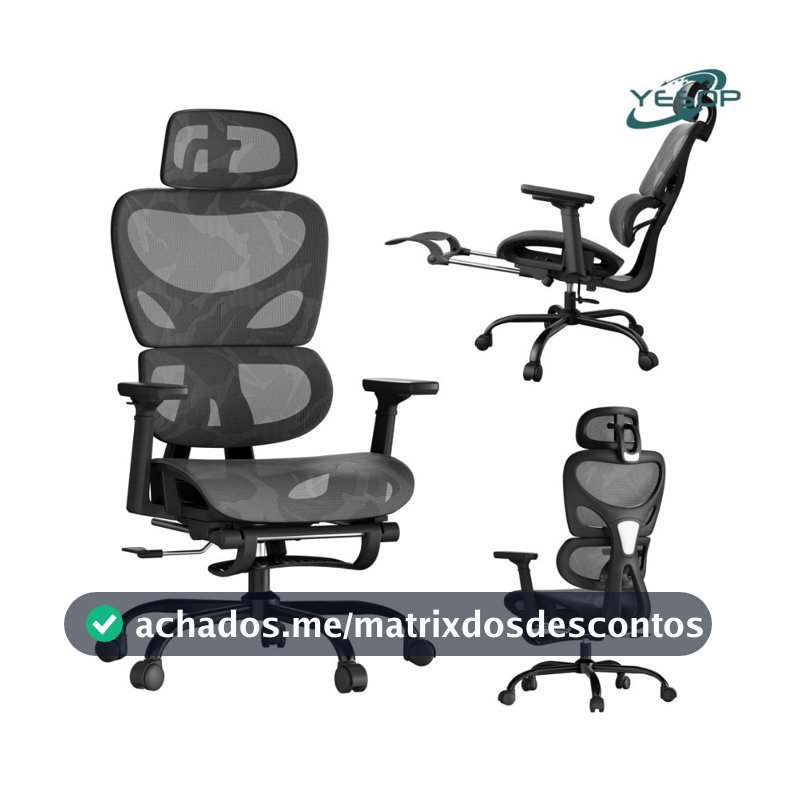 YESOP Cadeira De Escritório Ergonômica Com Apoio Lombar E De Pernas Assento Zero Gravity Cor Preto