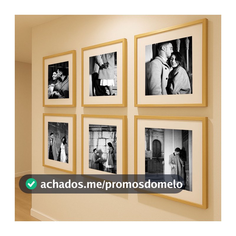 Kit 6 Quadro Decorativo Personalizado Foto Moldura Vidro Grande Paspatur Casal Família Bebê Sala Quarto Corredor