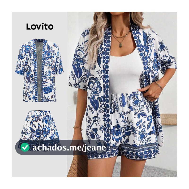 Lovito Férias Conjuntos De Shorts Conjuntos De Shorts Com Estampa Paisley Para Mulheres L89ED044