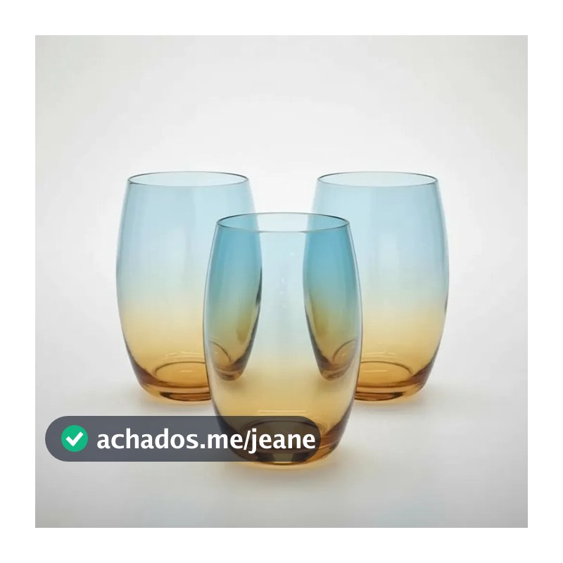 Kit 3 ou 6 Copos de Vidro 475ml Degradê Âmbar para Bebidas Taças Copo Califórnia