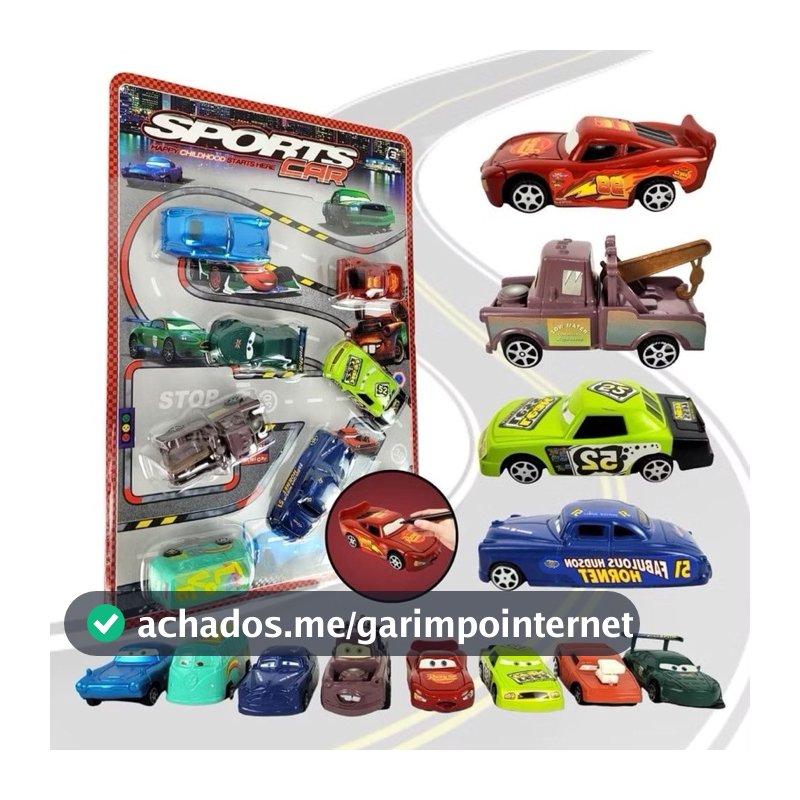 Carros Relâmpago Coleção Mcqueen Kit 8 ou 6 Carrinhos Fricção Filme Carros 3 Brinquedo infantil