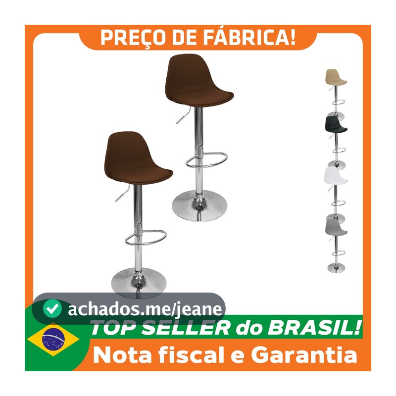 Kit 2 Banquetas Joly Luisa Giratória Regulável Base Giratória Cromada