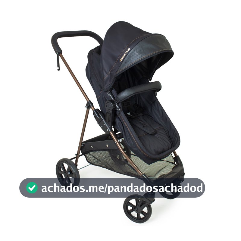 Carrinho de Bebê e Berço Moises Napoli Preto Cobre Galzerano