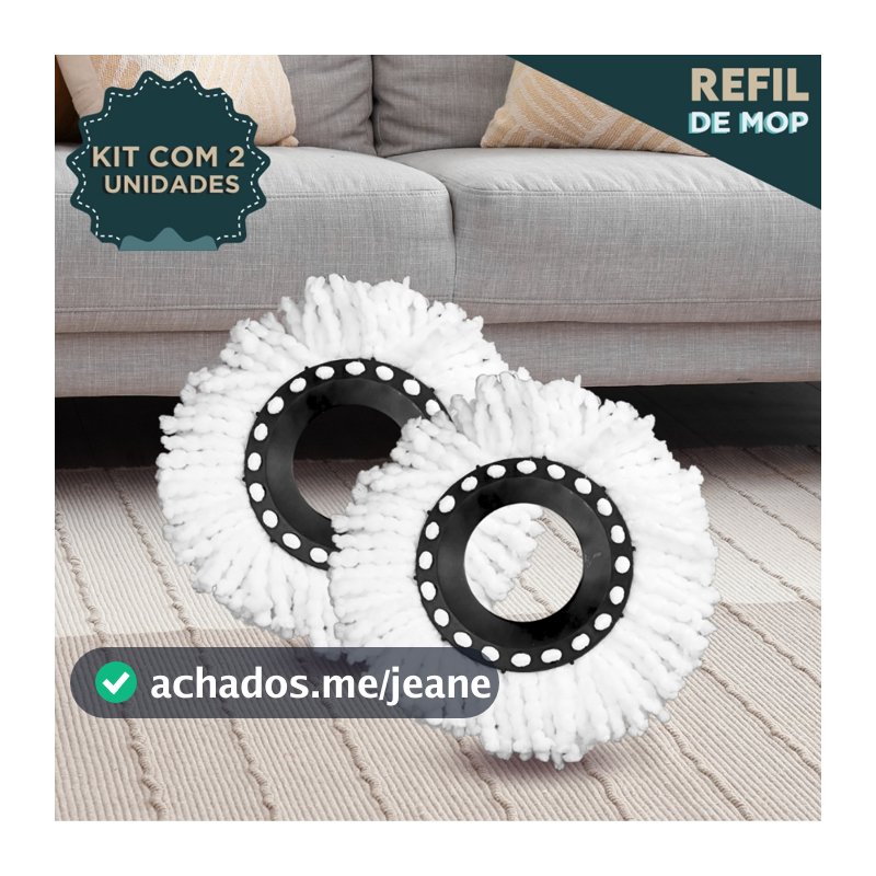 Refil Mop Giratório Esfregão Kit Com 2 Unidades -AV