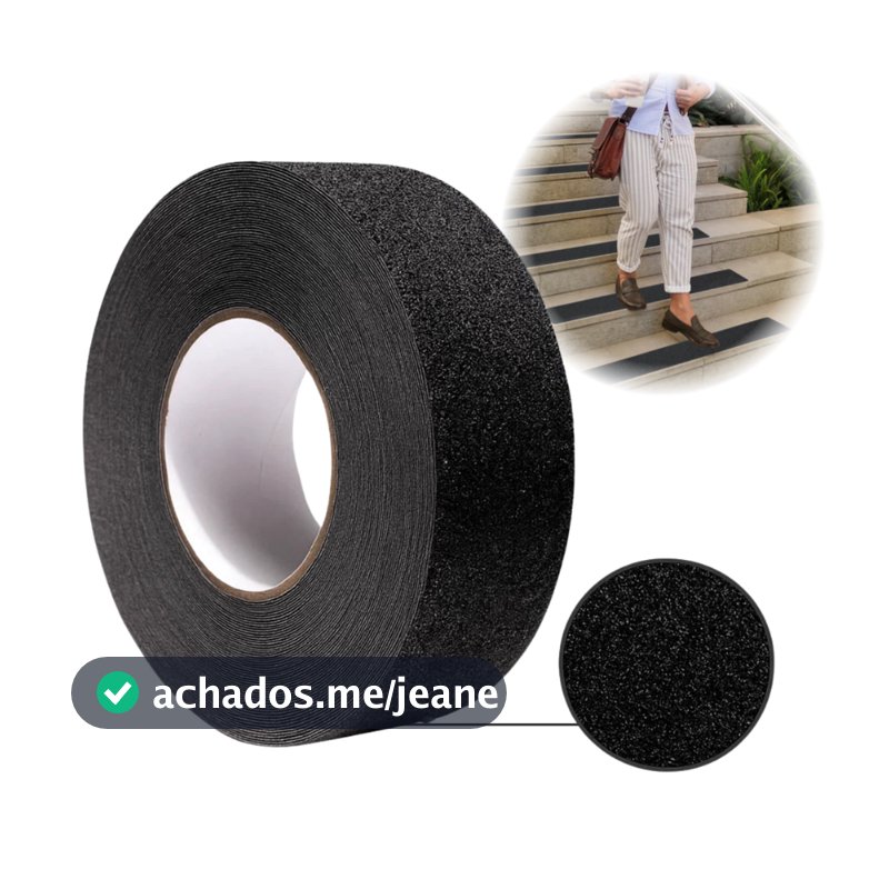 Fita Antiderrapante Preta Para Escada Degrau Piso 5m/10m Preto/Amarelo