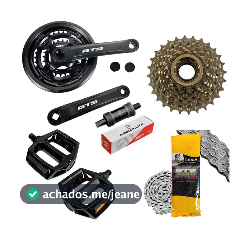 Pedivela Bicicleta GTS 42D + Catraca7v + Pedal Aluminio + Movimento Central