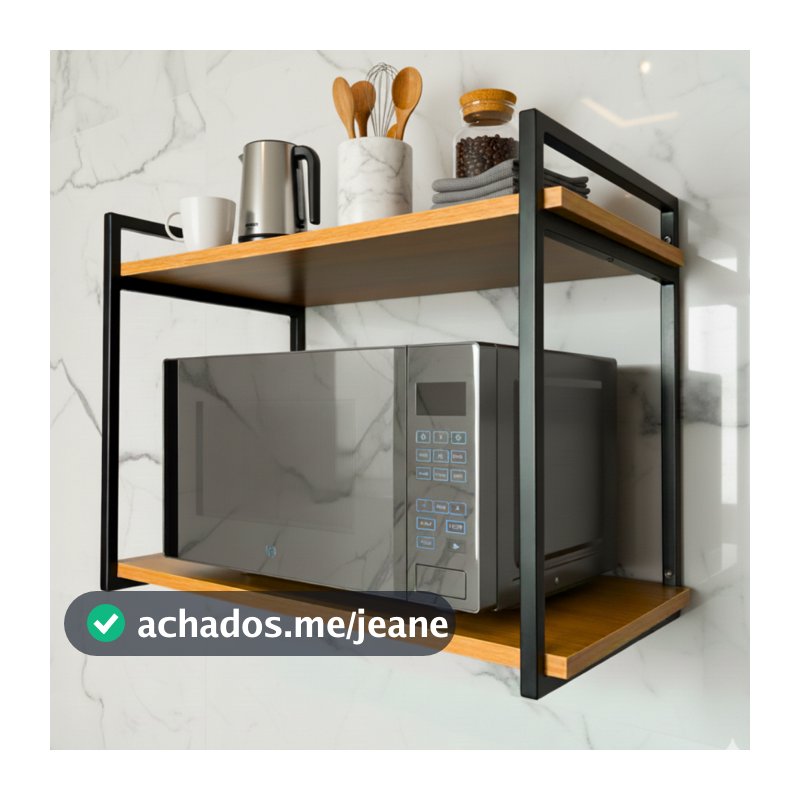 Prateleira Industrial 70X40cm para Micro-ondas, Cozinha Parede Suporte de Metal Decorativa
