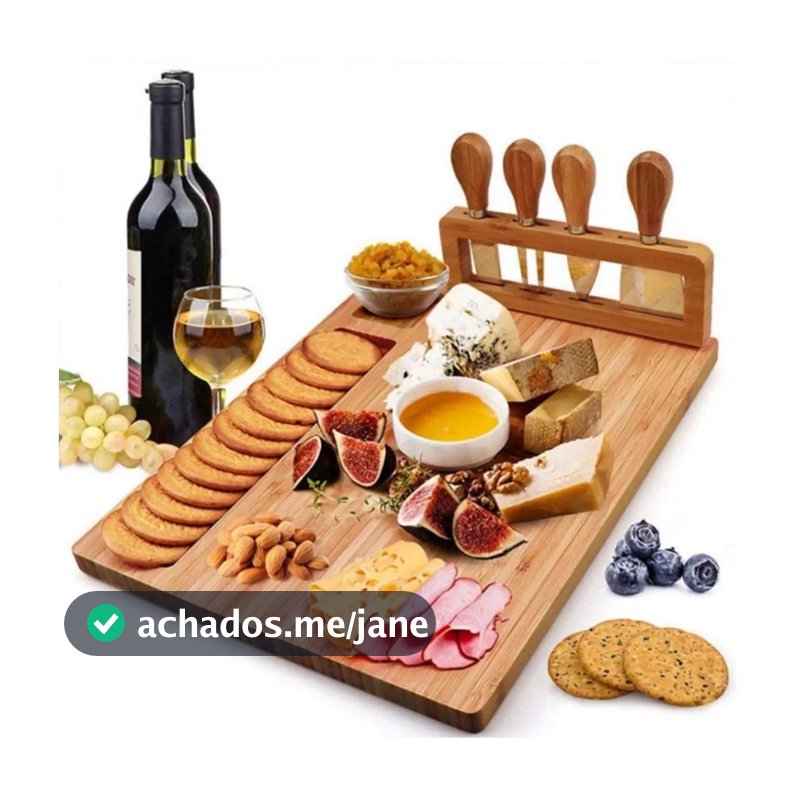 Tabua Queijos e Frios + Kit Espátulas 04 Peças