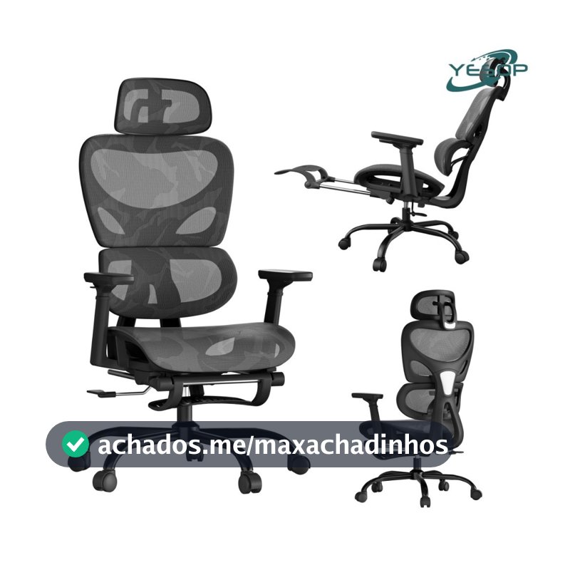 YESOP Cadeira De Escritório Ergonômica Com Apoio Lombar E De Pernas Assento Zero Gravity Cor Preto
