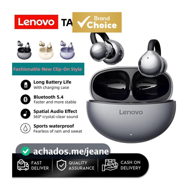 Lenovo TA410 Fones De Ouvido Bluetooth 5.4 Clip-On Abertos Longa Vida Útil Da Bateria Sem Fio Esportes Correndo Estéreo