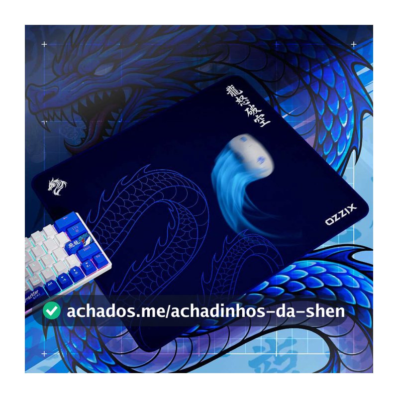 Mousepad Gamer Dracktar Quadrado 49x42 Profissional Microtexturizado Premium Design Dragão Japonês Ozzix