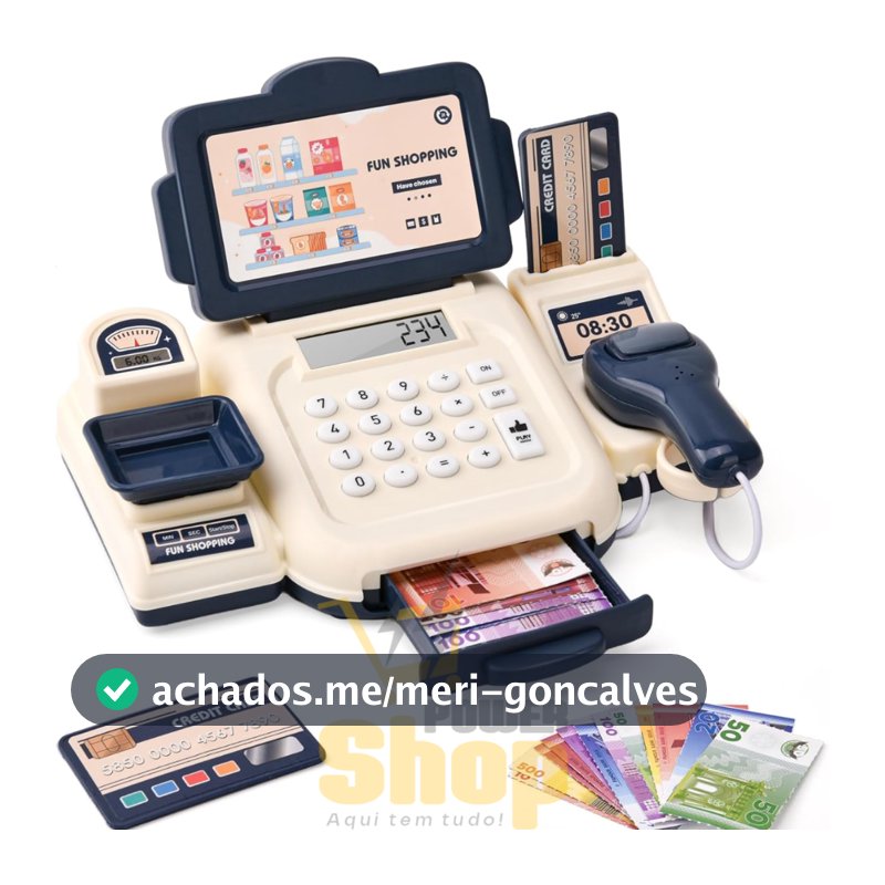 Caixa Registradora Infantil Brinquedo com Luz e Som 15 peças