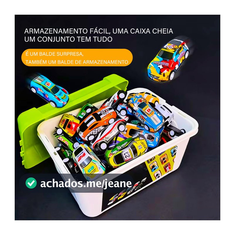 Kit com 40 Carrinhos de Fricção Coloridos + Caixa Organizadora | Presente Infantil