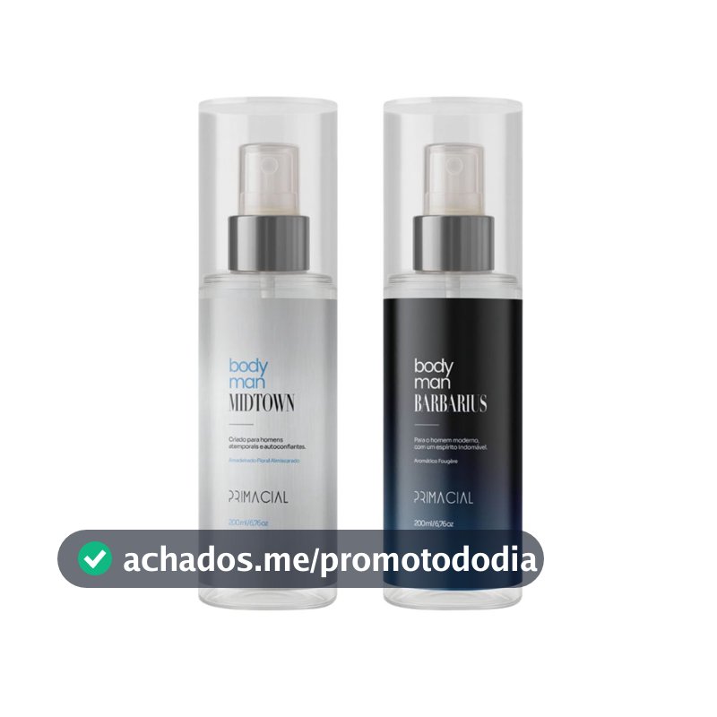 KIT BODY SPLASH MASCULINO BARBARIUS E MIDTOWN 200ML - PRIMACIAL PERFUME FRESCO AMADEIRADO