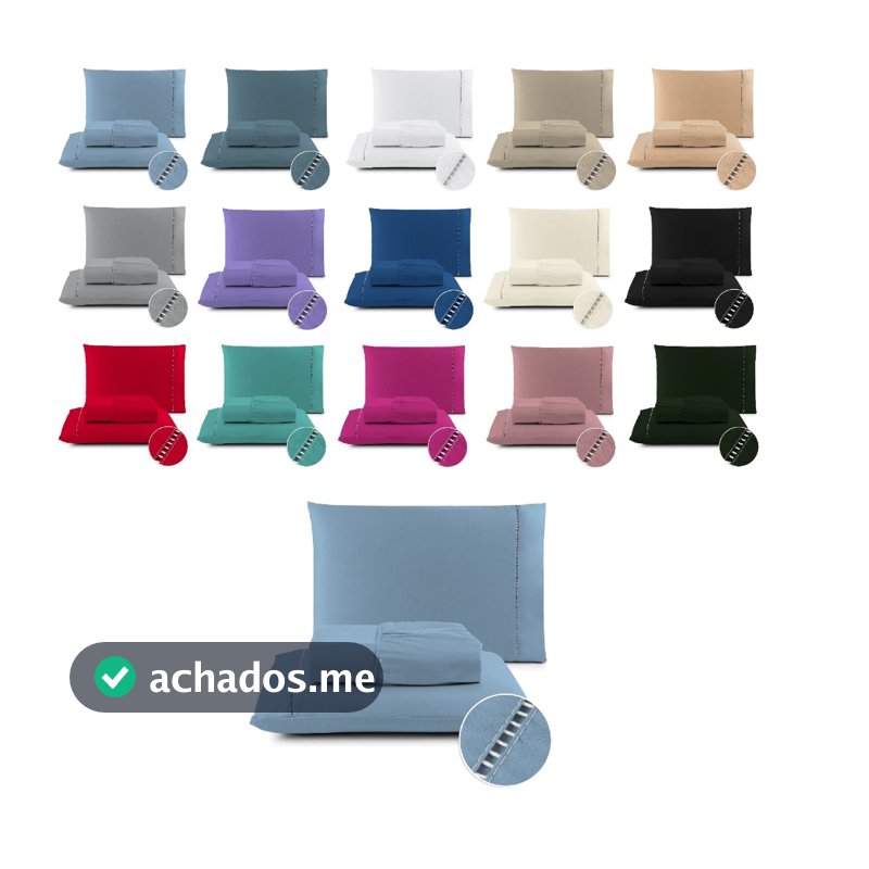 Kit Lencol Extra Macio 400 Fios Micropercal Com Ponto Palito Vários Tamanhos