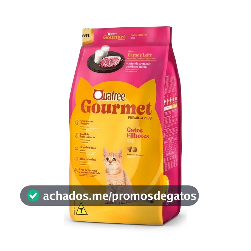 Ração Quatree Gourmet Gatos Filhotes Carne e Leite 10,1kg Premium Crescimento Saudável