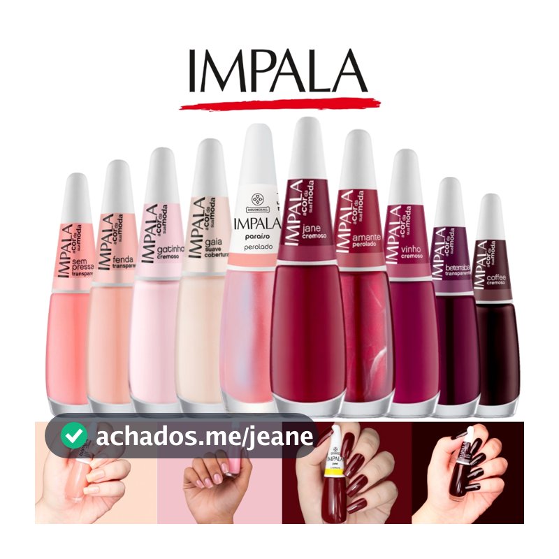 Kit 10 Esmaltes Impala Tons Rosa e Vermelho Atacado Cremoso Perolado