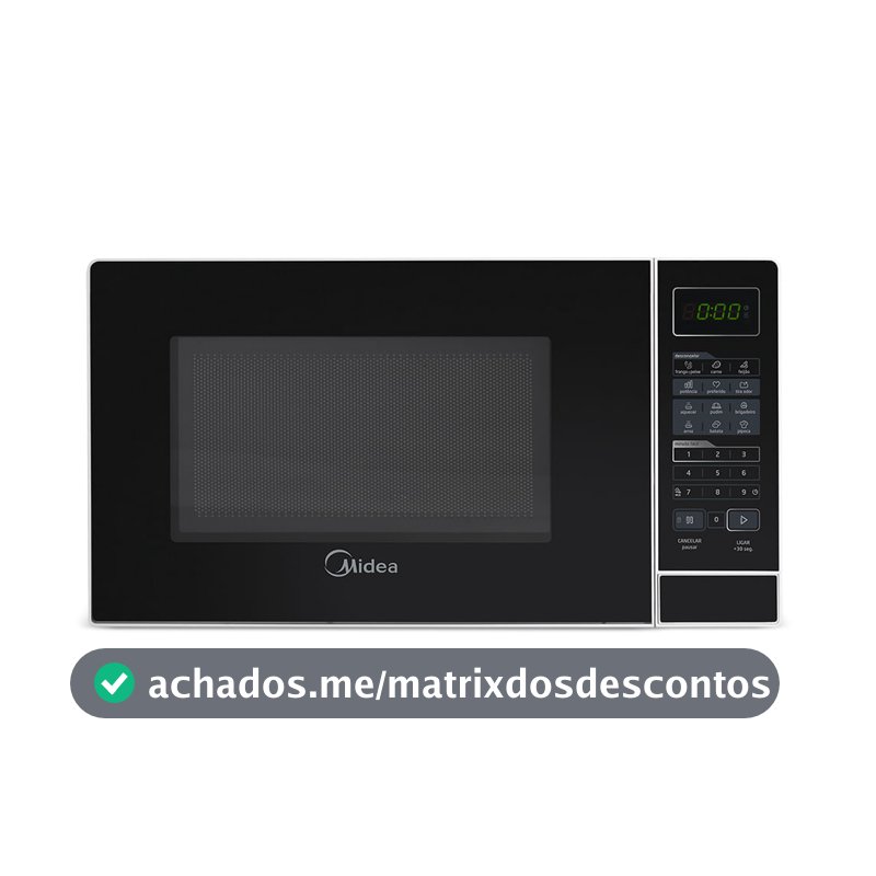 Micro-ondas 20L Branco Porta Preta Minuto Fácil Midea