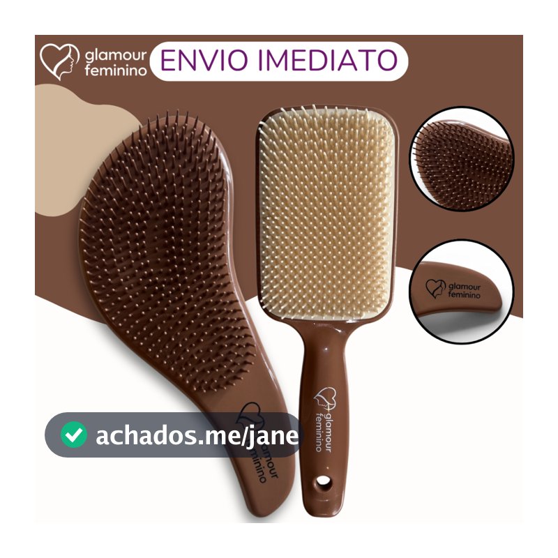 Kit 1 Escova Raquete Premium + 1 Escovas Mágicas Premium - Anti Frizz - De Desembaraçar Cabelo - Glamour Feminino