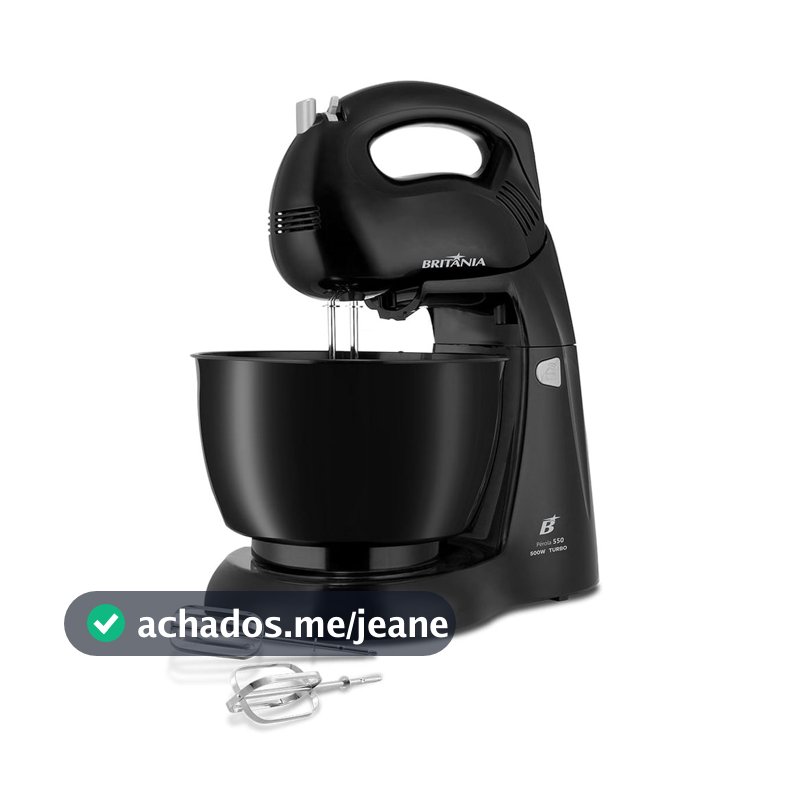 Batedeira Britânia 500W 4 velocidades Turbo Preto Pérola 550