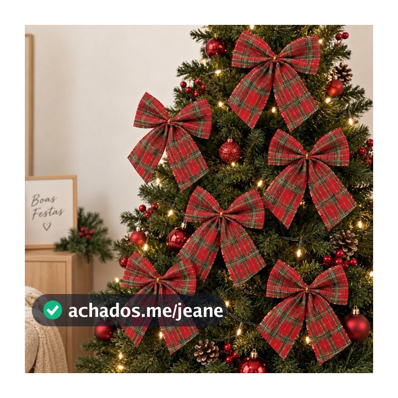 Kit 6 Laços de Natal Prontos 17x15cm Decoração Árvore Natalina Vários Modelos