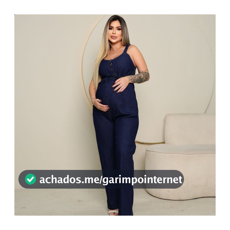 Macacão Jeans Elastano Gestante Longo Amamentação Maternidade Cós Anatômico