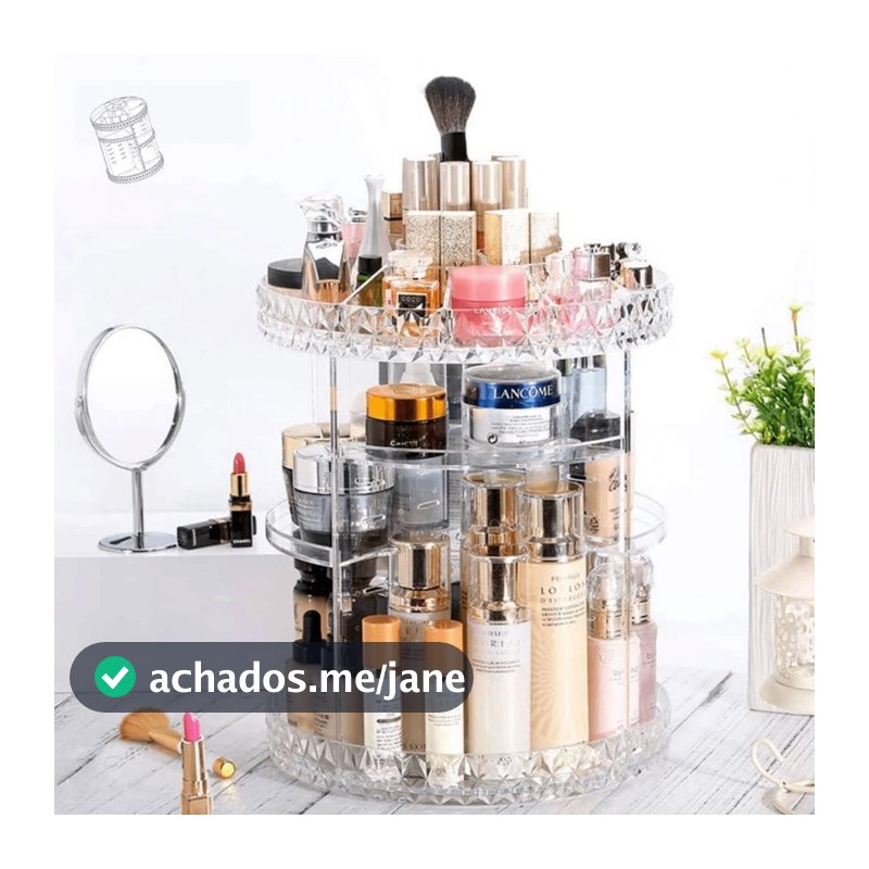 Organizador de maquiagem Acrílico  Giratório 360º Suporte Para Cosméticos