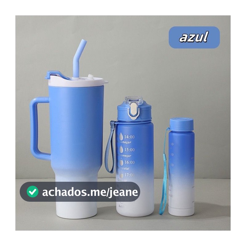 Kit 3 Garrafa Copo Agua Squeeze C/ Adesivos Lembretes beber Agua Tendencia NOVA